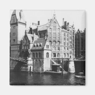 Imã Vista do Speicherstadt Hamburgo, c.1910