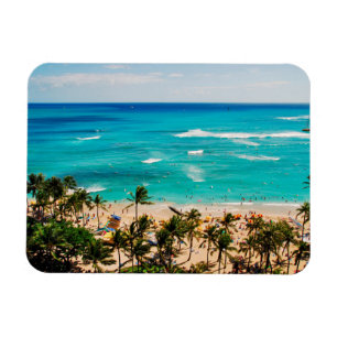 Ímã Vista Elevada da Cena da Praia de Waikiki, Honolul
