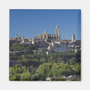 Imã Vista elevada da cidade com a Catedral de Segóvia