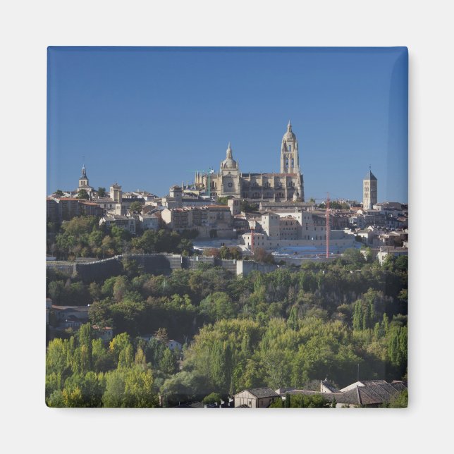 Imã Vista elevada da cidade com a Catedral de Segóvia (Frente)