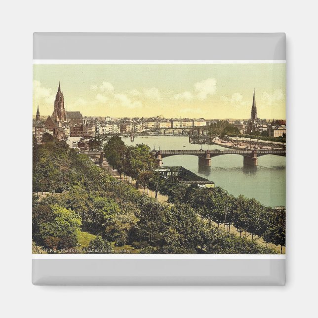 Imã Vista geral, rio e armazéns, Frankfort (Frente)