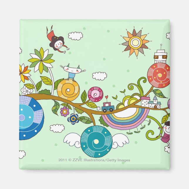 Imã Vista lateral das crianças que brincam na ramifica (Frente)