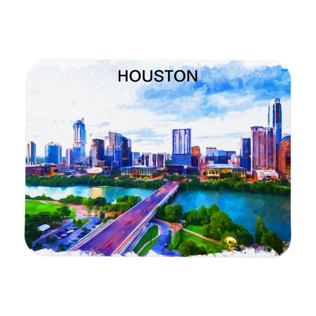 Ímã Vista Panorama do Texas na moda Houston (Horizontal)