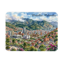 Ímã Vista panorâmica de Medellín, Colômbia Arte em Aqu