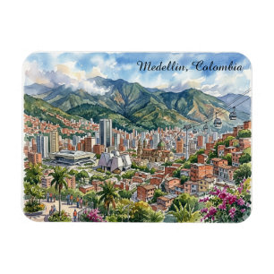 Ímã Vista panorâmica de Medellín, Colômbia Arte em Aqu