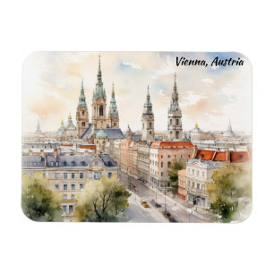 Ímã Vista panorâmica de Viena, Áustria Pintura em aqua