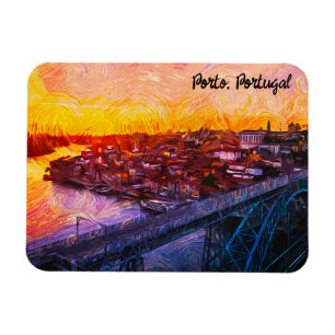 Ímã Vista Panorâmica em Aquarela do Porto Portugal