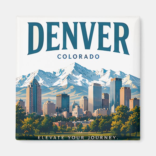 Imã Vistas Alpinas da Cidade de Denver (Frente)