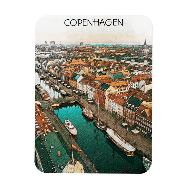 Ímã Visualização da Cidade de Copenhaga Dinamarca (Vertical)