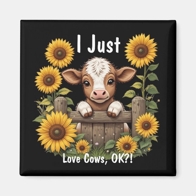 Imã Vitelo sobre cerca cercada por girassóis (Frente)