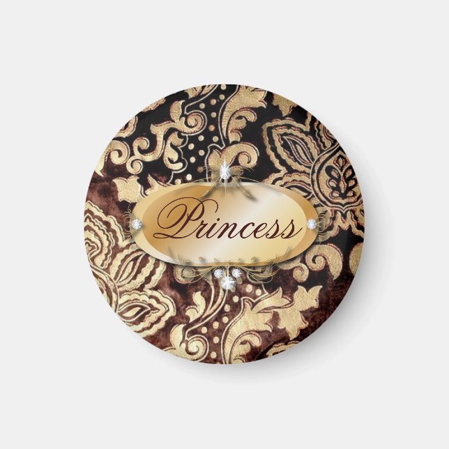 Imã vitoriano desolado dourado chocolate damasco (Frente)