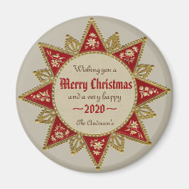 Imã Vitoriano - estrela de Natal vermelha de 16 pontos