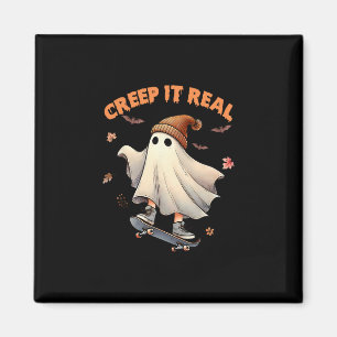 Imã Viva o Real Skateboarding Fantasma Retro Halloween