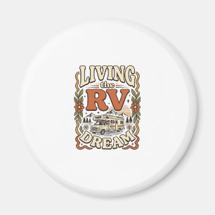 Imã Vivendo o Sonho do RV Design de Camisa de Camping