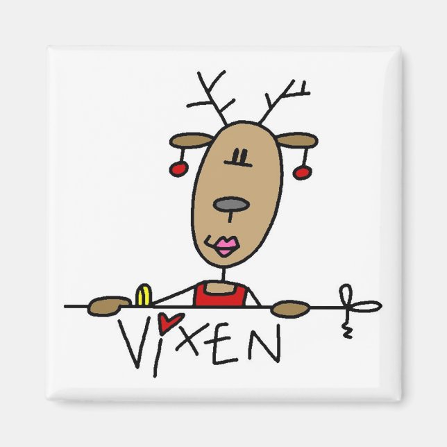 Imã Vixen Reindeer Camisetas de Natal e presentes (Frente)