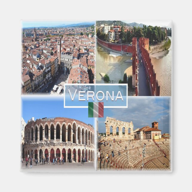 Imã VNT009 VERONA, Mosaico, Veneto, Itália, Cordilheir (Frente)