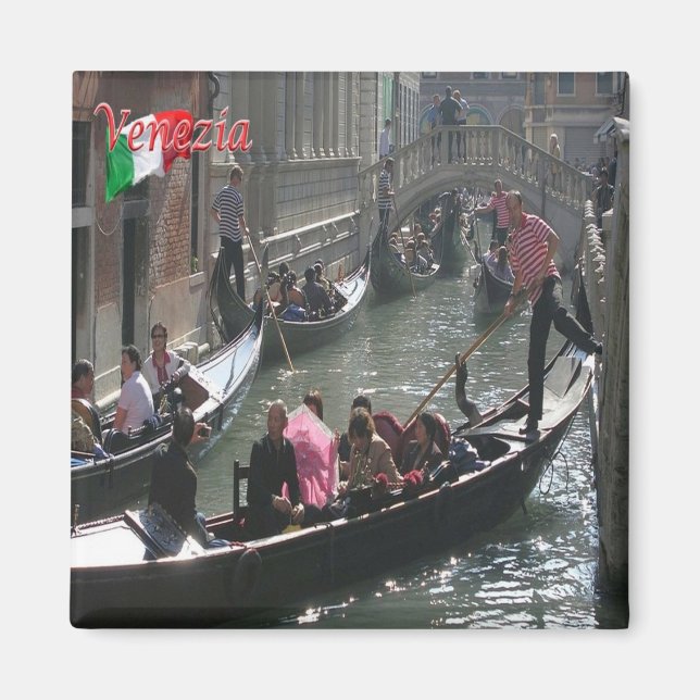 Imã VNT063 VENICE, Gondolas, Veneto, Itália, Fridge (Frente)