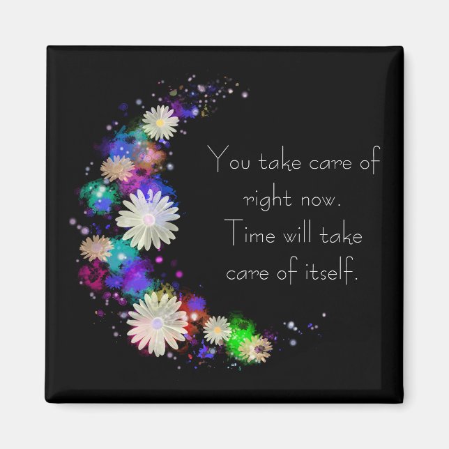 Imã Você cuida agora do ímã de motivação floral (Frente)