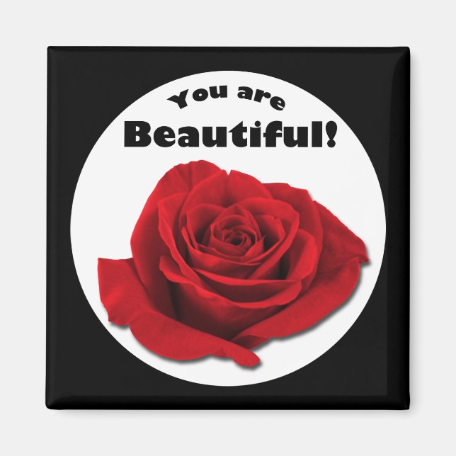 Imã "Você é bonita", Rosa vermelha Magnet (Frente)