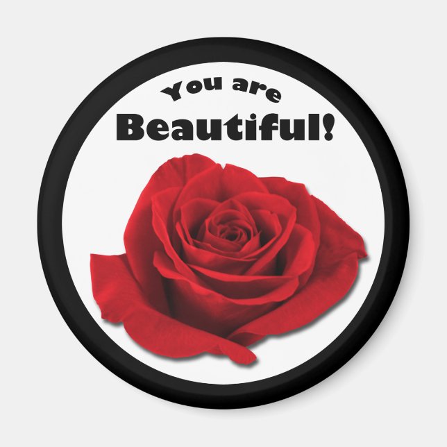 Imã "Você é bonita", Rosa vermelha Magnet (Frente)