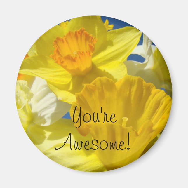 Imã Você é Incrível! ímãs Amarelo Flores de Narciso (Frente)