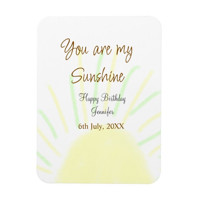 Ímã Você é meu aniversário de pastel amarelo sunshine (Vertical)