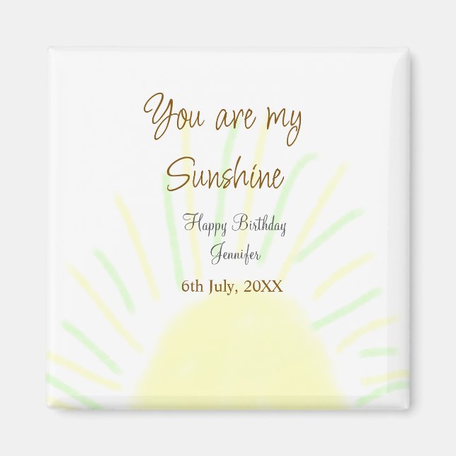 Imã Você é meu aniversário de pastel amarelo sunshine (Frente)