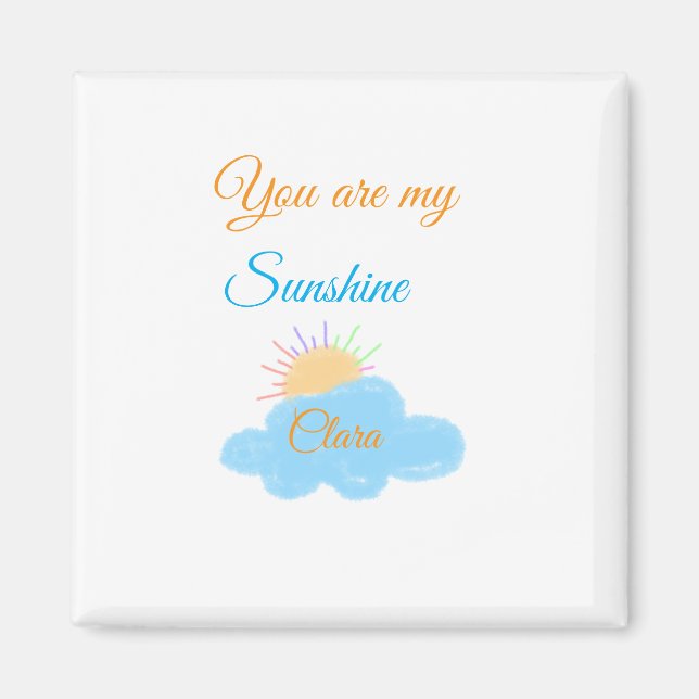 Imã Você é minha nuvem de raios solares laranja amarel (Frente)