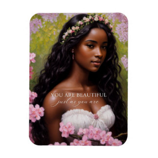 Ímã Você É Uma Linda Mulher Negra, Flores Rosa