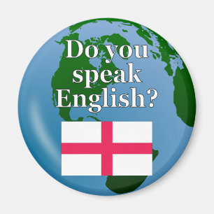 Imã "Você fala inglês?" em inglês. Sinalizador e gl