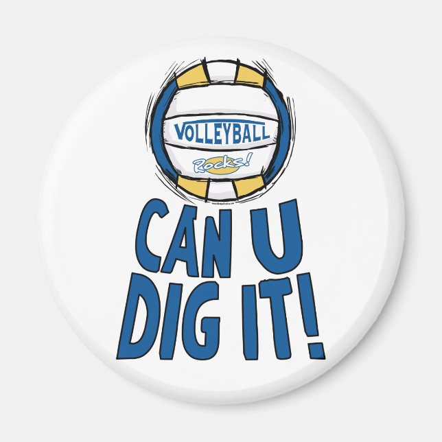 Imã Você Pode Ti-Lo Azul De Voleibol Dourado (Frente)