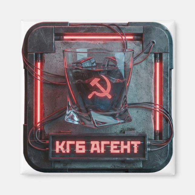 Imã Vodka Shot Agente Vermelho Cyberpunk (Frente)