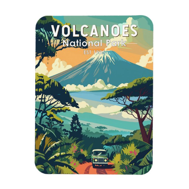 Ímã Volcanoeiros Parque Nacional Ruanda Viagem Art Vin (Vertical)