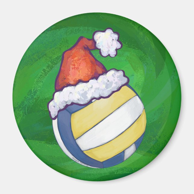 Imã Voleibol com chapéu de Natal (Frente)