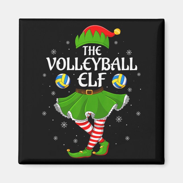 Imã Volleyball Elf Christmas Family Girls Women Elf Sq (Frente)