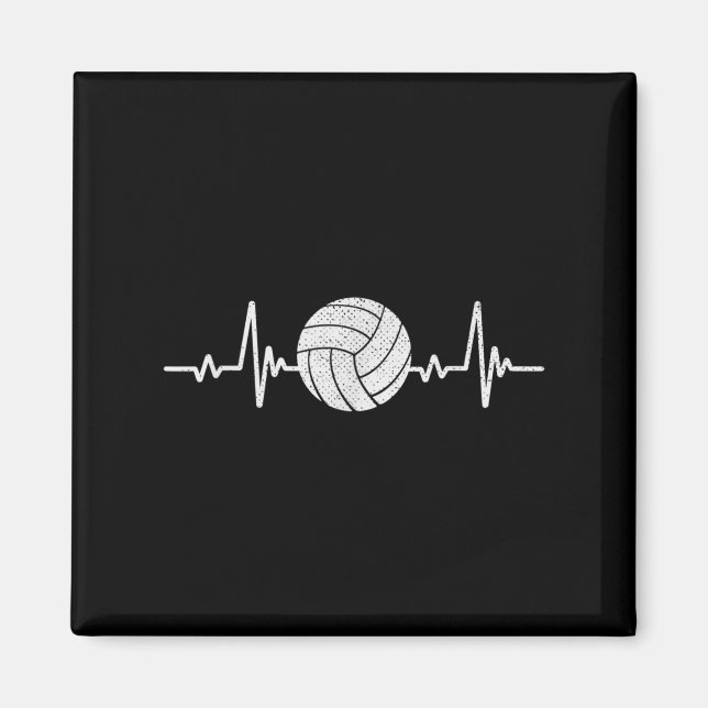 Imã Volleyball Lover Heartbeat Vintage Retro Volleybal (Frente)