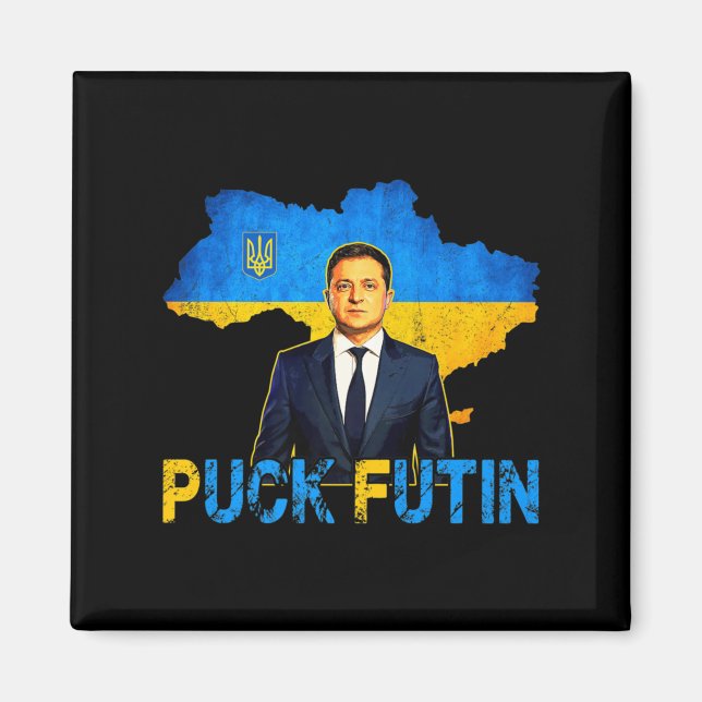 Imã Volodymyr Zelensky Puck Futin Memória Eu Fico Com  (Frente)
