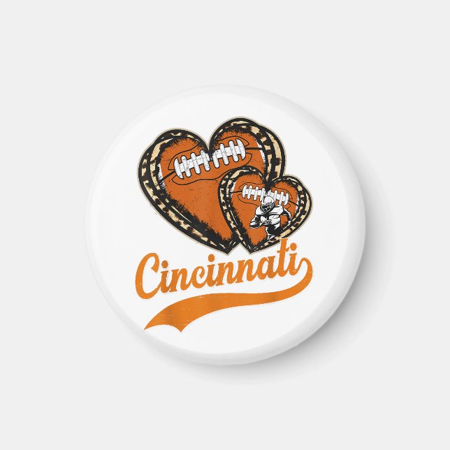 Imã Voltador de futebol do Coração Cincinnati Retro Le (Frente)