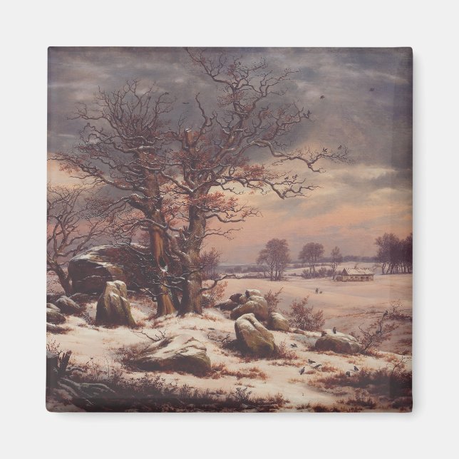 Imã Vordingborg no Inverno por J.C. Dahl Fine Art (Frente)