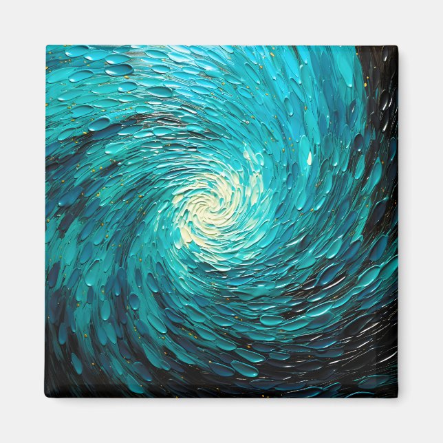 Imã Vórtice Abstrato de Oceano Turquesa (Frente)