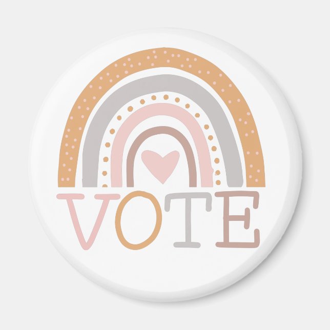 Imã Votar | Design de Texto Cute Pastel Arco-íris (Frente)