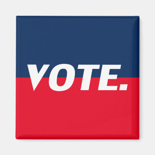 Imã "Votar" letras brancas, fundo azul vermelho
