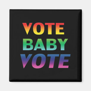 Imã "vote baby vote" orgulho lgbtq lgbt arco-íris - P
