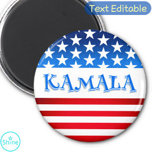 Imã Vote Kamala Harris EUA Flag Typografia Texto Perso