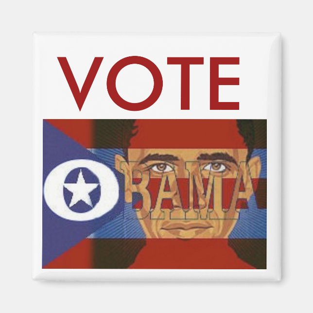 Imã Vote Obama Square Magnet (Frente)
