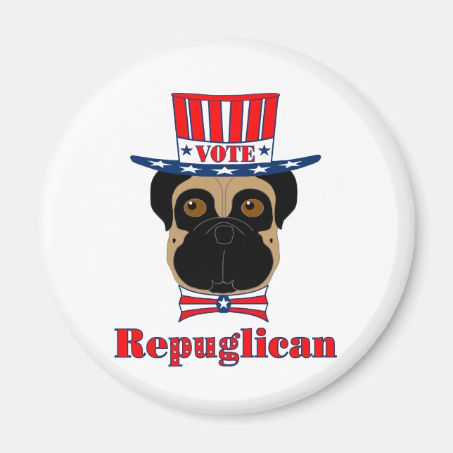 Imã Vote rePUGlican Engraçado no Chapéu Azul Vermelho (Frente)