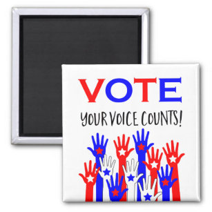 Imã Votem! Sua voz conta! Estrelas de mãos patriotas