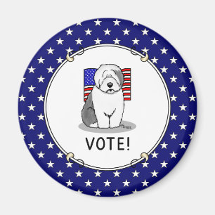 Imã Votem! Velha Cinza Inglesa Sheepdog 1 Política Cus