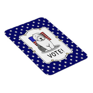 Ímã Votem! Velha Cinza Inglesa Sheepdog 1 Política Cus