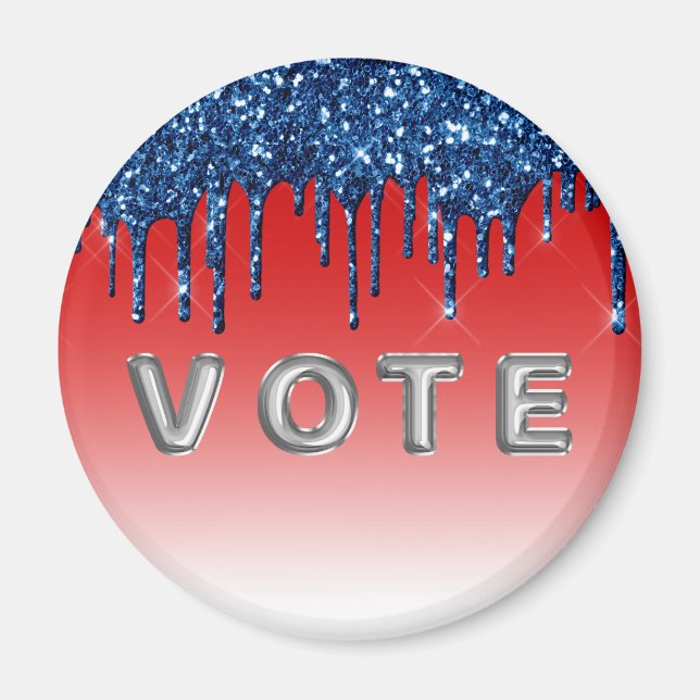 Imã Voto de Brilho Azul Vermelho Americano (Frente)